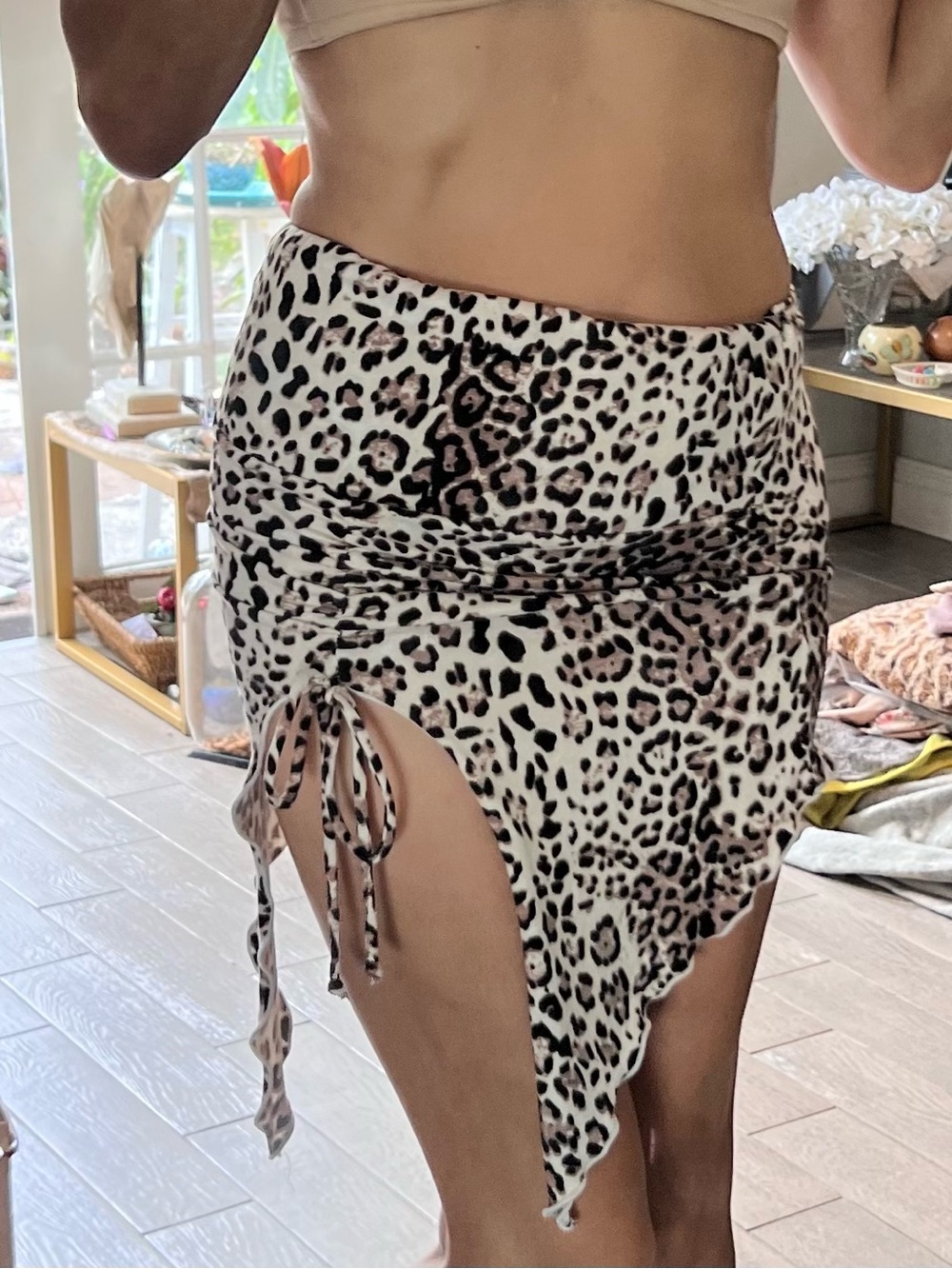 Oh Polly Leopard Print High-Low Skirt or strapless top Like New